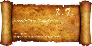 Kováts Tamás névjegykártya
